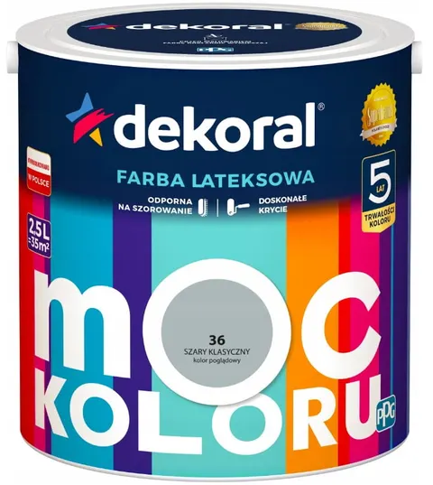 Dekoral Farba MOC KOLORU 5l Szary klasyczny
