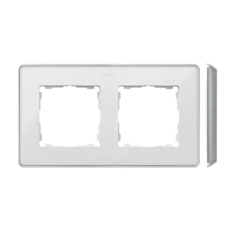 SIMON82 DETALIL Ramka 2-krotna, Detail SELECT-metal, BIAŁA / podstawa Aluminium