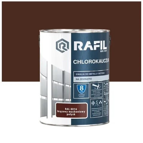 RAFIL Chlorokauczuk RAL 8016 brązowy mahoniowy połysk 5L