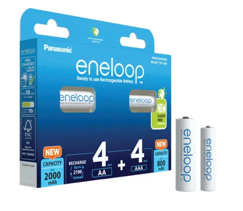 Panasonic eneloop zestaw 4x aa 2000mah + 4x aaa 800mah BK-3MCDE+4MCDE/8CP
