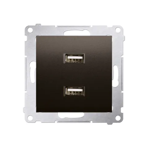 SIMON54 Ładowarka 2 x USB (moduł), 2.1 A, 5V DC, 230V; brąz mat