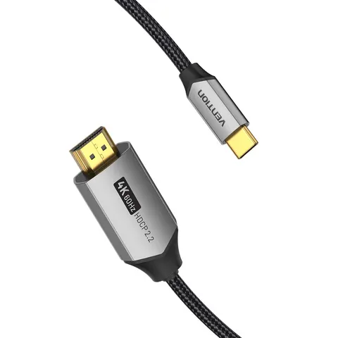 Kabel usb-c do hdmi vention 4k@60hz w oplocie 2m szary