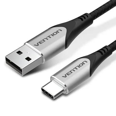 Kabel usb-a do usb-c vention w oplocie 3a 480mbps 2m szary