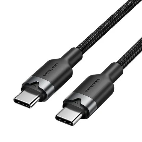 Kabel usb-c do usb-c vention w oplocie 3a 480mbps 60w pd 2m czarny