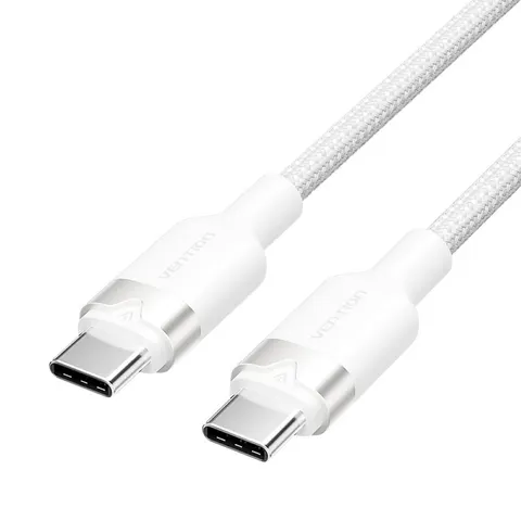 Kabel usb-c do usb-c vention w oplocie 3a 480mbps 60w pd 2m biały
