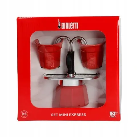 Kawiarka bialetti mini express 2tz + dwie filiżanki 0007303/NP
