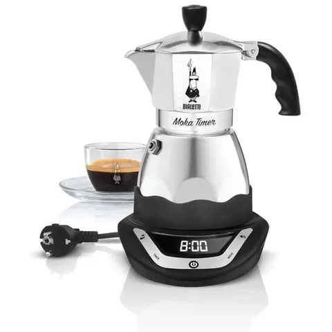 Elektryczna kawiarka bialetti moka timer 3tz srebrna 0006092/NP