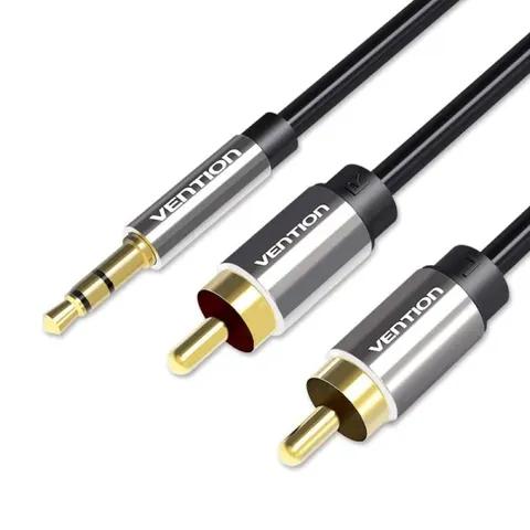 Kabel audio 3,5 mm męski na 2rca męski 1 m czarny