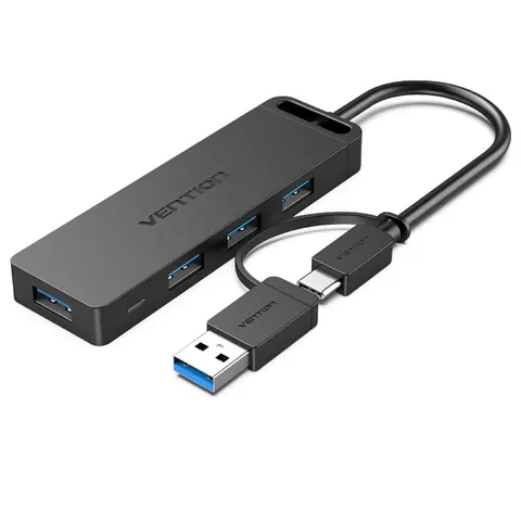 Hub 5w1 usb 3.0 vention z adapterem usb-c do usb-a