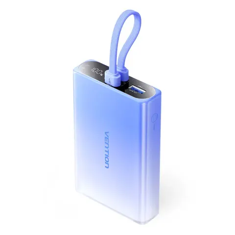 Powerbank vention 10000 mah usb-c + lightning + usb-a 22,5w z wyświetlaczem led niebieski