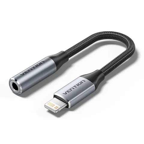 Adapter lightning męski do 3.5mm jack vention 0,1m czarny BMBHA