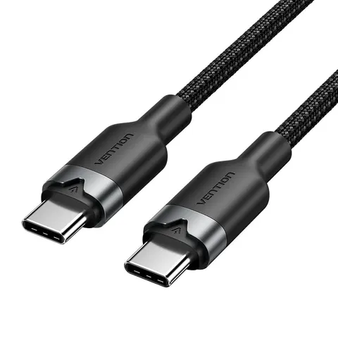 Kabel usb-c do usb-c vention w oplocie 3a 480mbps 60w pd 1m czarny TRDBF