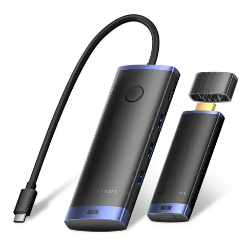 Bezprzewodowy transmiter hdmi ze stacją dokującą 6w1 vention usb-c