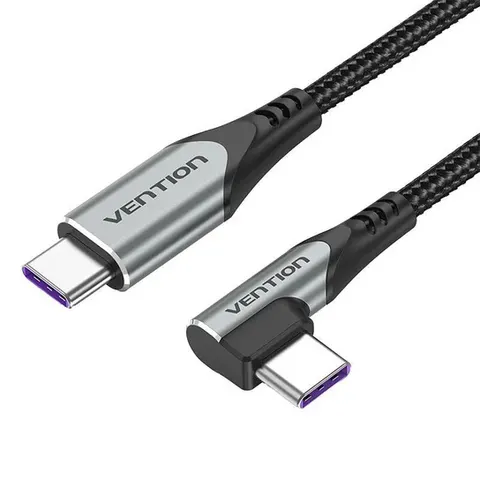Kabel usb-c do usb-c vention usb 5a 90stopni w oplocie 1m