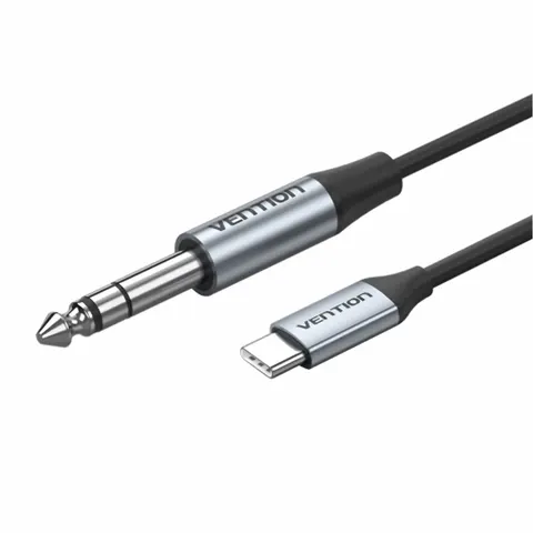 Kabel audio usb-c do 6,35mm jack vention z dac 1m czarny BIJHF