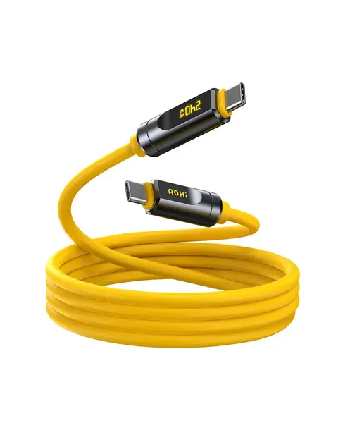 Kabel aohi the future adonis usb-c do usb-c usb4 2.0 240w thunderbolt 5 120gb/s 1m z wyświetlaczem AOC-L018