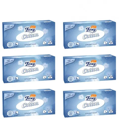 FOXY COTTON, Chusteczki higieniczne w pudełku 3-WARSTWOWE 90 szt, pakiet 6 opakowań