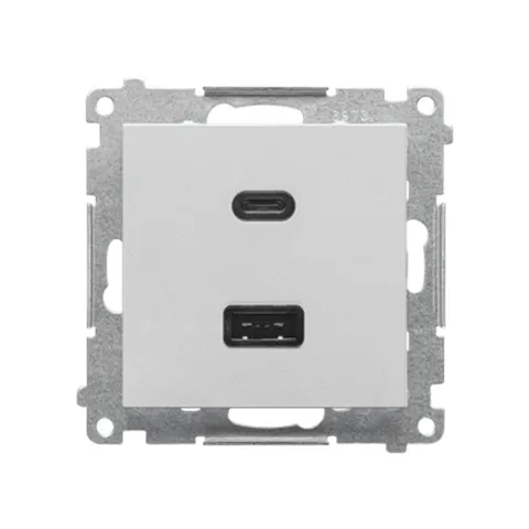 SIMON55 Ładowarka USB C+A (moduł), 30W, 230V; aluminium mat