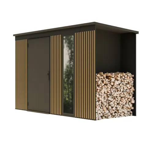 Domek wzmocniony QBOXONE z drewutnią 2,86x1,36 (m)