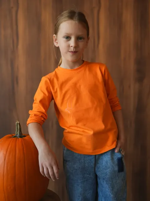 Longsleeve dziecięcy Pumpkin pomarańczowy z dyniami TUSS