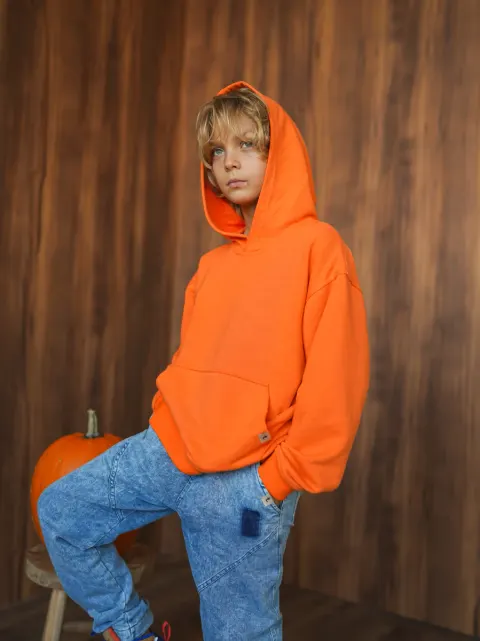 Bluza dziecięca z kapturem Hoodie Pumpkin pomarańczowa TUSS
