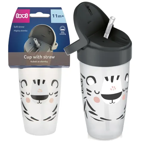 LOVI (35/357) Kubek ze słomką Freestyle Salt&Pepper 350 ml