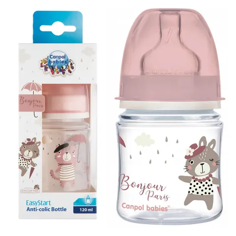 CANPOL BABIES BUTELKA SZEROKA ANTYKOLKOWA 120ml BONJOUR 0+
