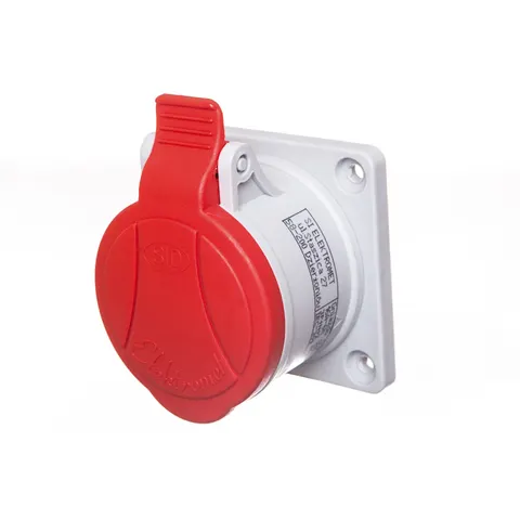 Gniazdo tablicowe proste 16A 5P (3P+N+Z) 400V IP44 czerwone, GTP 16/5; 921830 ELEKTROMET