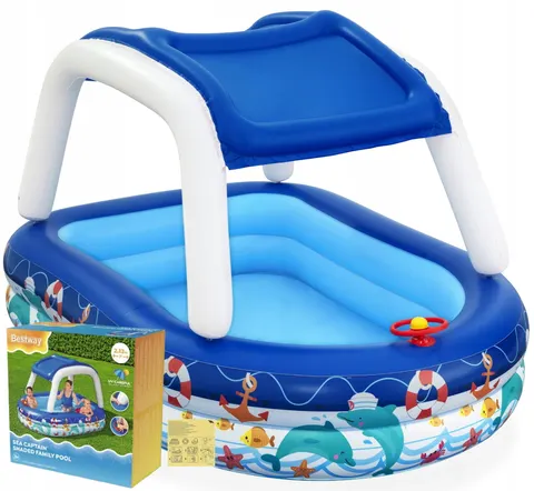 BESTWAY dmuchany basen dla dzieci z baldachimem basenik z daszkiem 54370