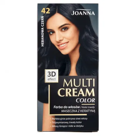 JOANNA MULTI CREAM COLOR Farba do włosów 42 HEBANOWA CZERŃ