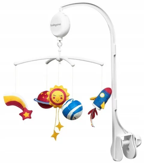 Babyono (b/794) Karuzelka do łóżeczka z elektroniczną pozytywką COSMOS