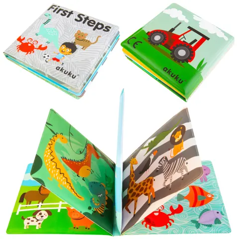 Akuku książeczka edukacyjna do kąpieli z piszczkiem first steps