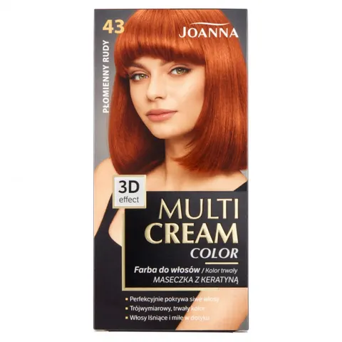 JOANNA MULTI CREAM COLOR Farba do włosów 43 PŁOMIENNY RUDY