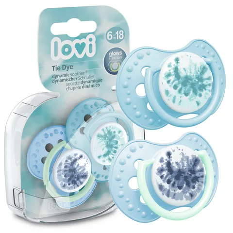 Lovi smoczek uspokajający dynamiczny tie dye blue 6-18m 2 sztuki