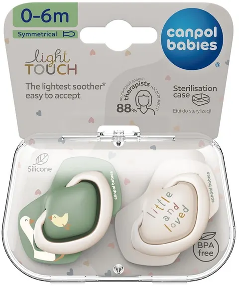 Canpol silikonowy smoczek symetryczny light touch goose 0-6m 2 szt.