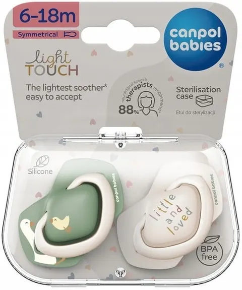 Canpol silikonowy smoczek symetryczny light touch goose 6-18m 2 szt.
