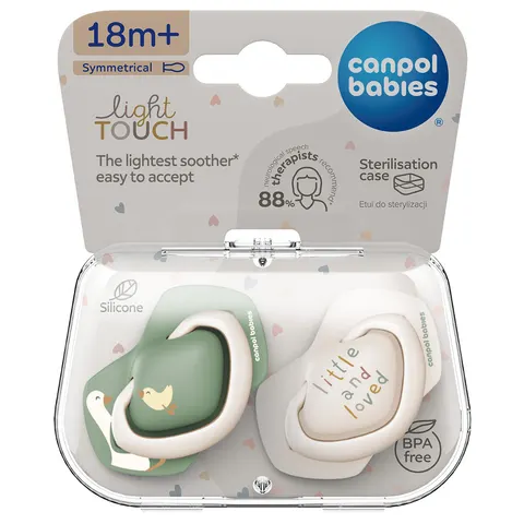 Canpol silikonowy smoczek symetryczny light touch goose 18m+ 2 szt.