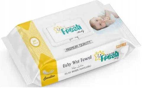 Fresh Baby Chusteczki nawilżane z klipsem żółte 72 sztuk