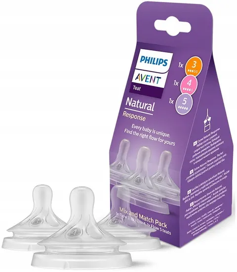 Philips avent natural zestaw smoczków do butelki smoczki response 1m+ 3m+ 6m+