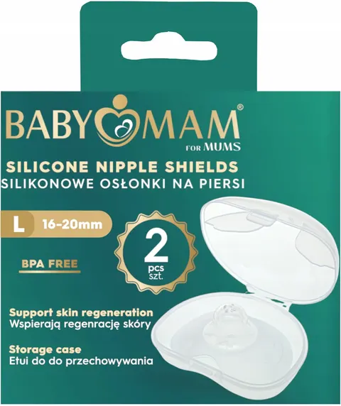 Babymam silikonowe osłonki na piersi sutki + etui premium rozmiar L