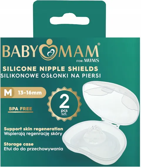 Babymam silikonowe osłonki na piersi sutki + etui premium rozmiar M