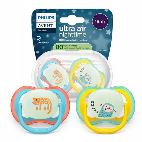 Philips Avent smoczek uspokajający ultra nightime 18m+ 2szt