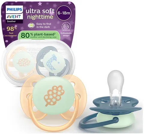 Philips Avent smoczek uspokajający ultra soft 6-18m 2szt Nighttime