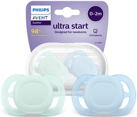 Philips Avent smoczek ultra start day dla noworodka 0-2m + etui 2szt