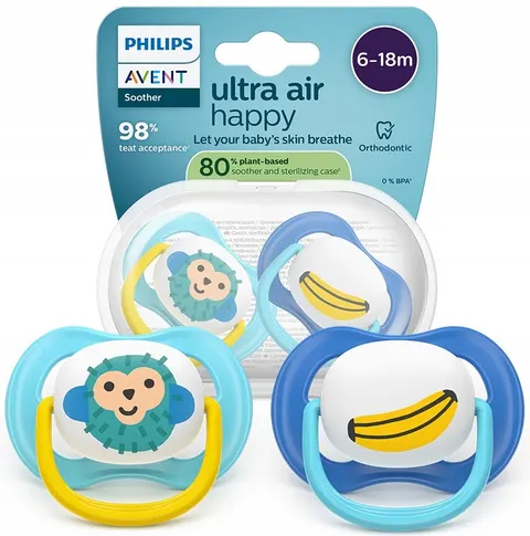 Philips Avent smoczek uspokajający ultra air 6-18m 2szt + Etui