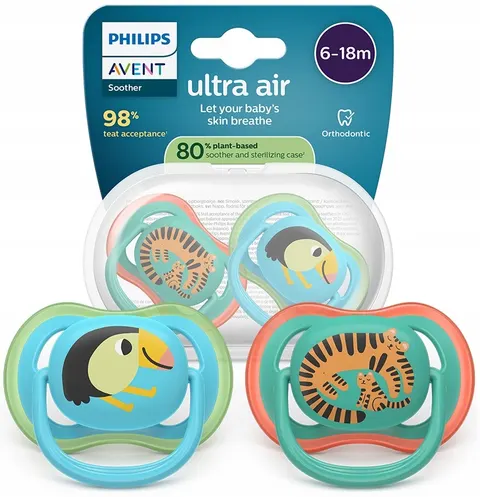 Philips Avent smoczek uspokajający ultra air 6-18m 2szt + Etui