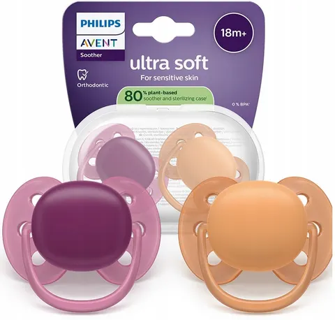Philips Avent smoczek uspokajający ultra soft 18m+ 2szt + etui