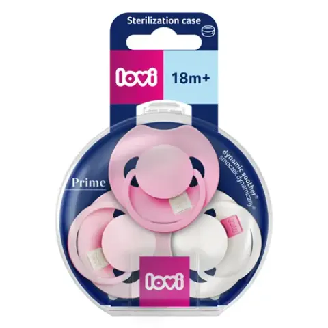 Smoczek dynamiczny Lovi Prime Tutti Frutti 18m+ 3szt Peony Pink