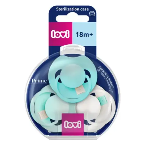 Smoczek dynamiczny Lovi Prime Tutti Frutti 18m+ 3szt Aqua Green