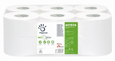 Papier toaletowy jumbo 140 m celuloza 2 warstwy opak. 12 szt. Papernet Bio Tech 407574